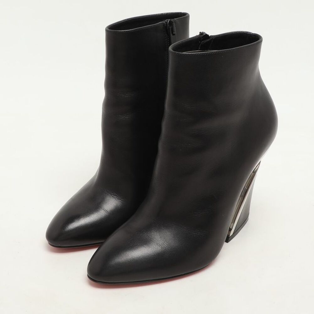 Christian Louboutin Black Leather Levitibootie Ankle Length Boots Size 37 - Picture 2 of 7